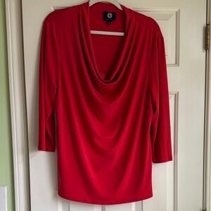 Adrienne Vittadini Red Blouse with Gold Logo Tag